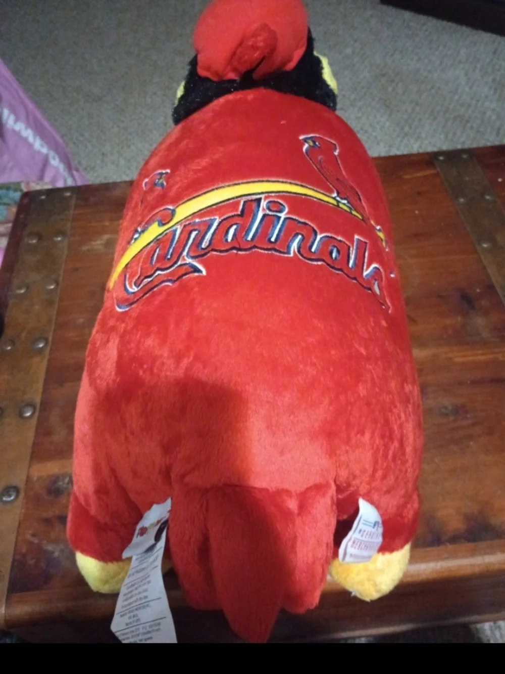 Red & Yellow Plush Team Mascot Pillow with Cap